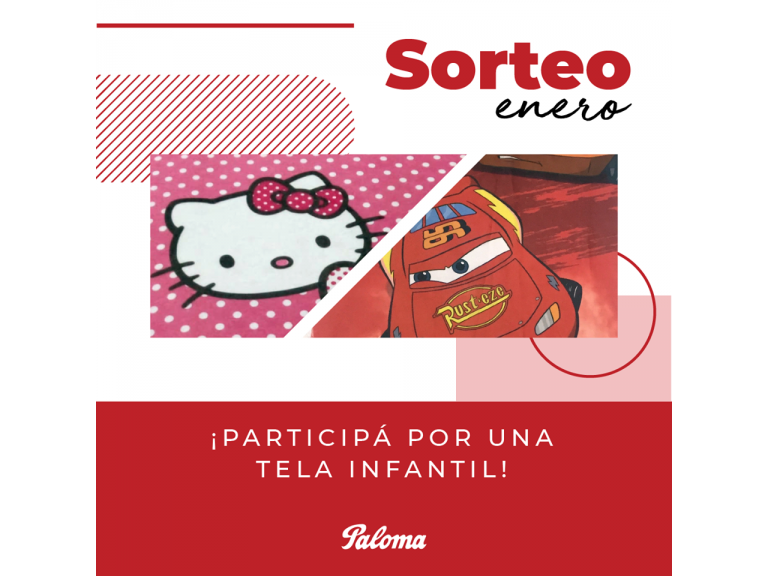 SORTEO DEL MES DE ENERO: PARTICIP DEL SORTEO DE UNA TELA INFANTIL EN NUESTRAS REDES SOCIALES!!