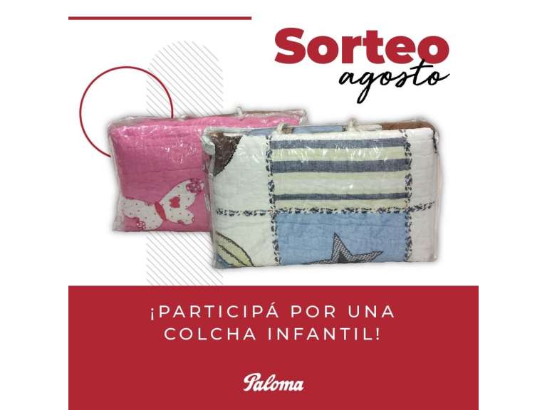 SORTEO DEL MES DE AGOSTO: PARTICIP DEL SORTEO DE UNA COLCHA INFANTIL EN NUESTRAS REDES SOCIALES!!