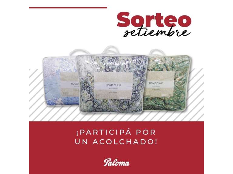 SORTEO DEL MES DE SETIEMBRE: PARTICIP DEL SORTEO DE UN ACOLCHADO EN NUESTRAS REDES SOCIALES!!