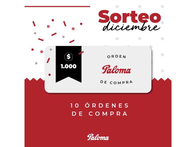 SORTEO DEL MES DE DICIEMBRE: PARTICIP DEL SORTEO DE UNA ORDEN DE COMPRA EN NUESTRAS REDES SOCIALES!!